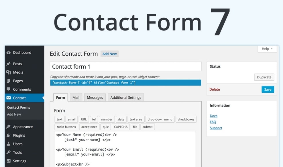 Contact form 7 plugin for WordPress