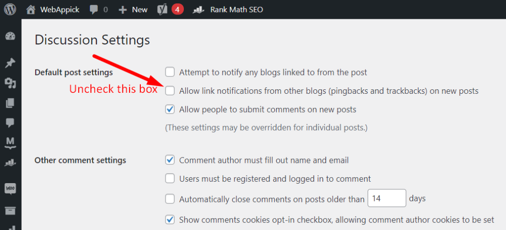 How to disable pingbacks and trackbacks
