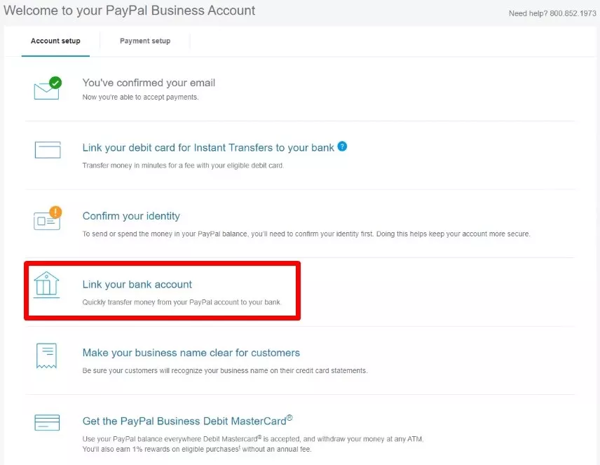 Linking bank account with PayPal