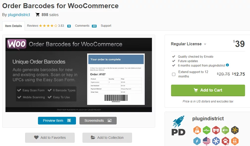 Order Barcodes for WooCommerce plugin by plugindistrict