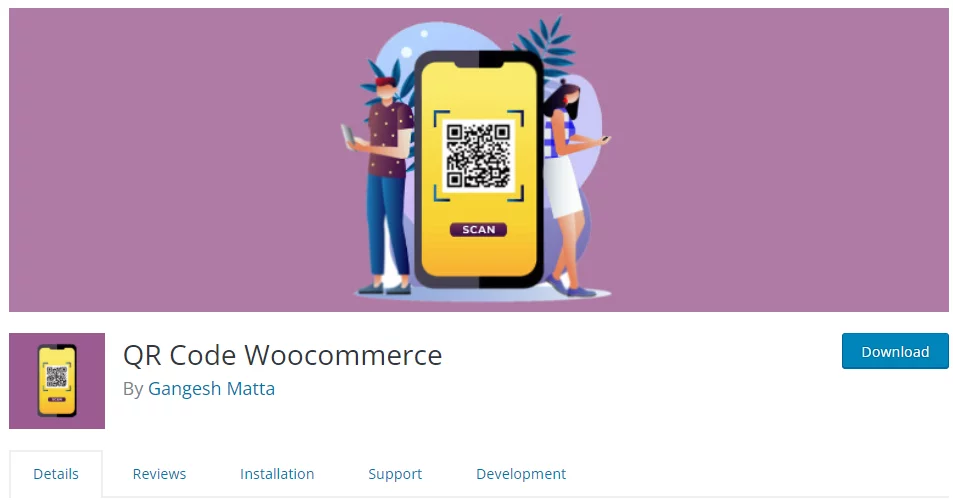 Preview of QR code woocommerce plugin by Gangesh Matta