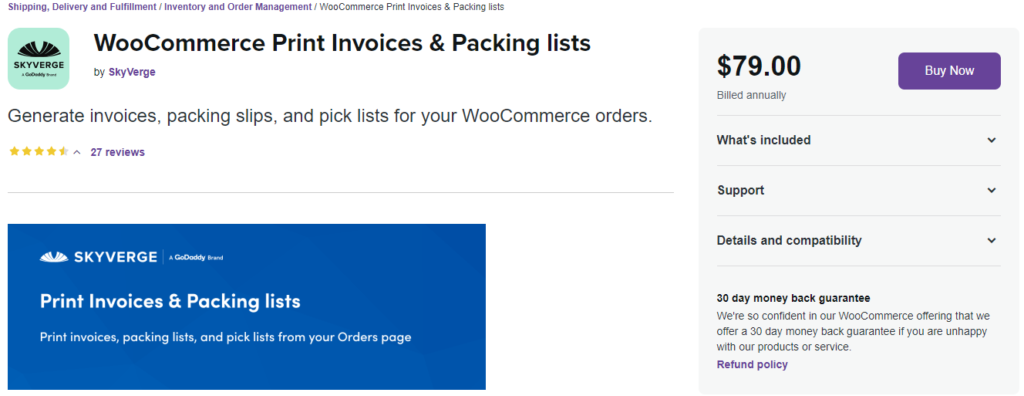 woocommerce print invoices and packing lists by skyverge is also a good choice