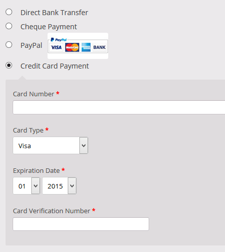 credit card payment checkout