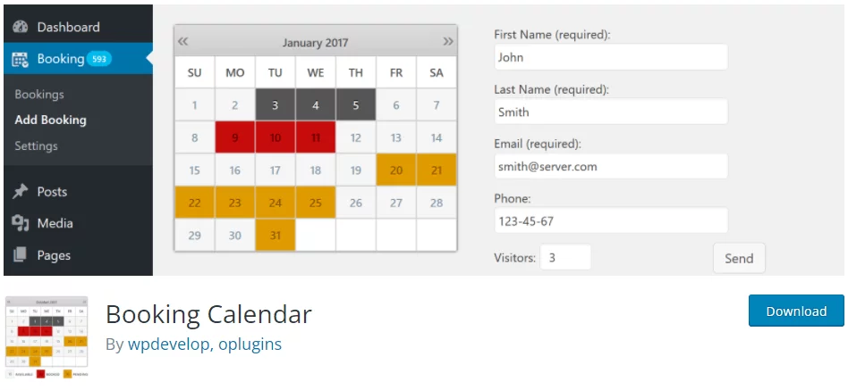Booking Calendar plugin by wpdevelop, oplugins