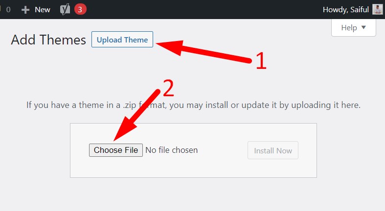 Upload theme button