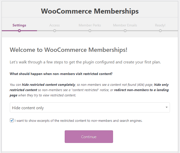 WooCommerce memberships settings