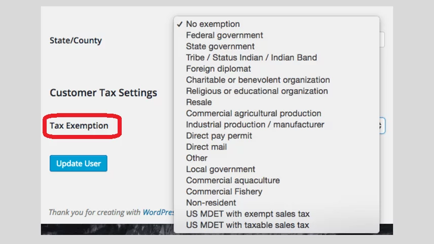 avatax user exemptions woocommerce