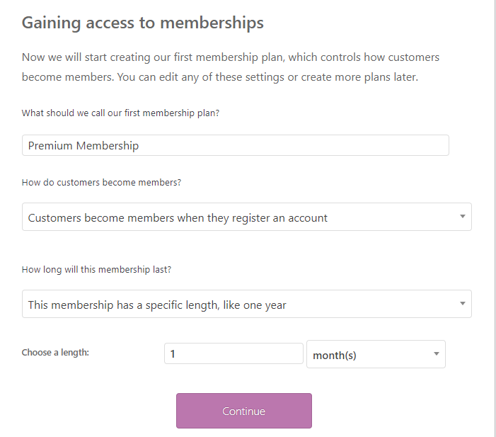 create membership plan