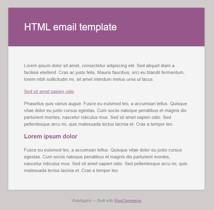default HTML email template
