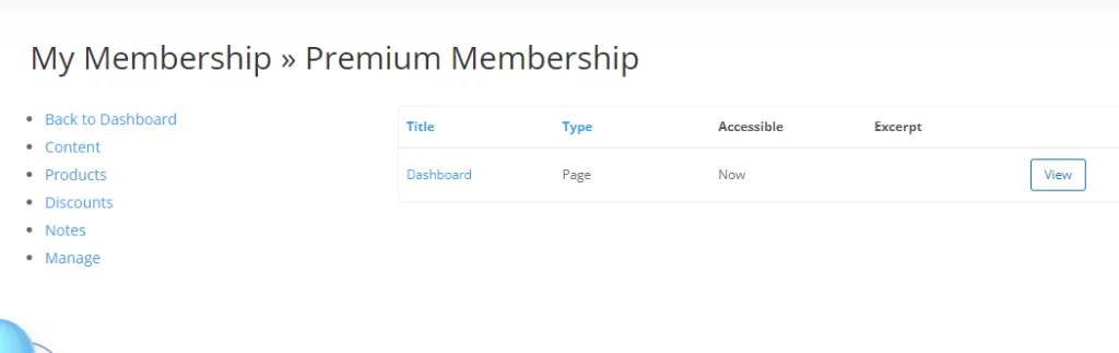 membership dashboard