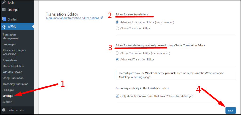 Enable advanced translation editor