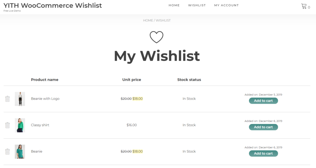 YITH WooCommerce Wishlist