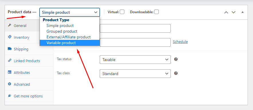 product data variable