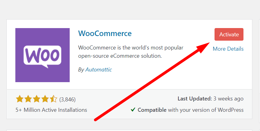 Activate WooCommerce