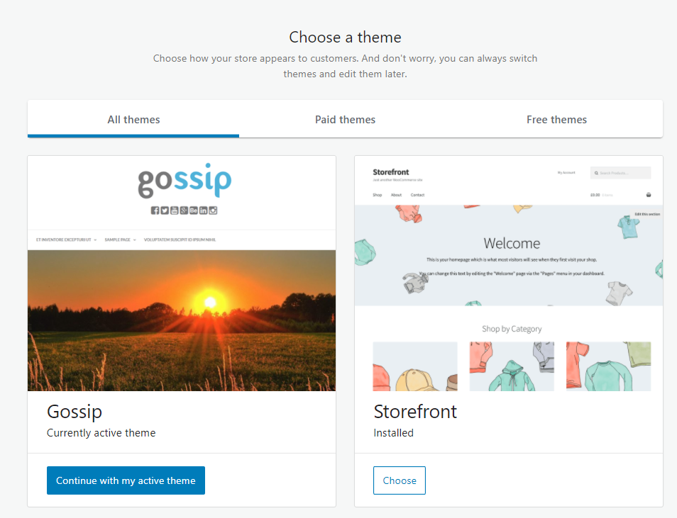 Choose a Theme - WooCommerce Webshop