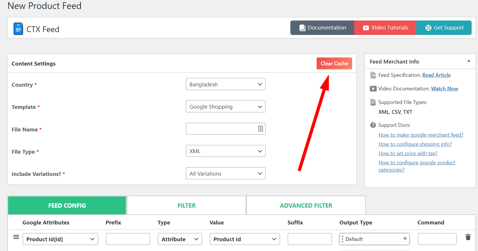 CTX Feed Clear Cache