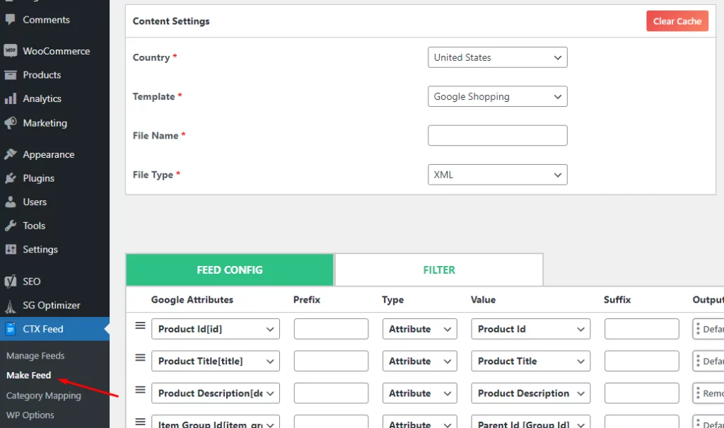 make feed using ctx feed pro