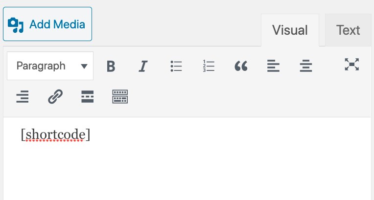 shortcode in classic editor