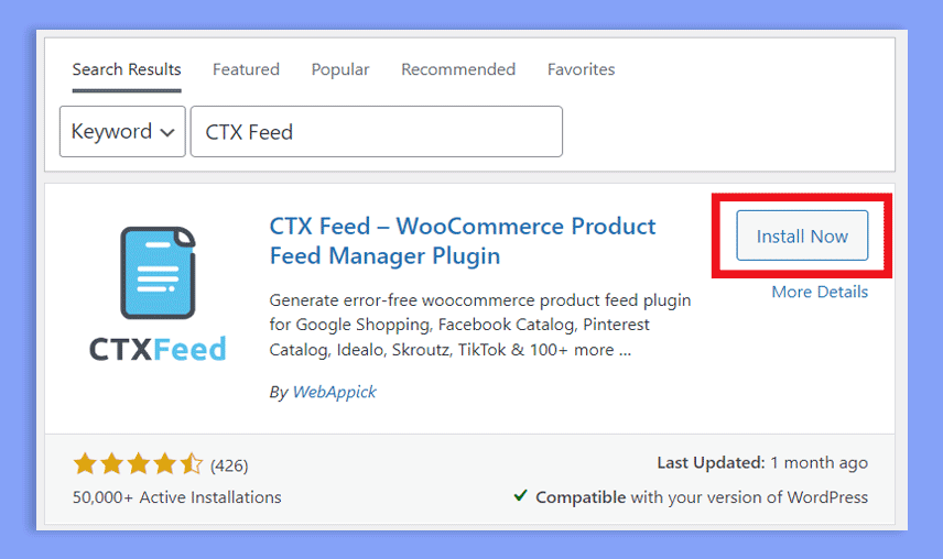 CTX Feed on WordPress plugin directory