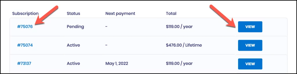 CTX feed  subscription number and view button