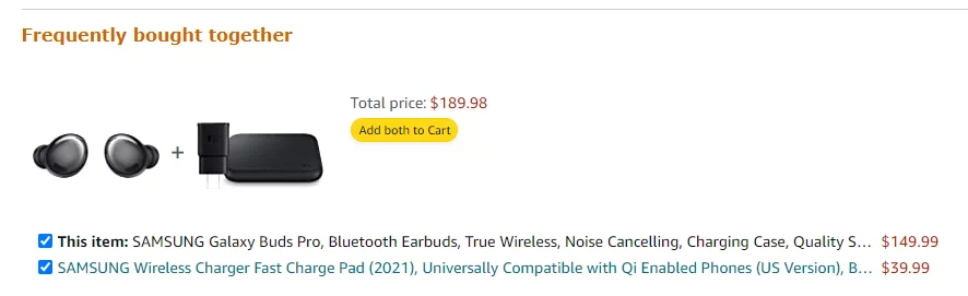 Frequently bought together section in Amazon