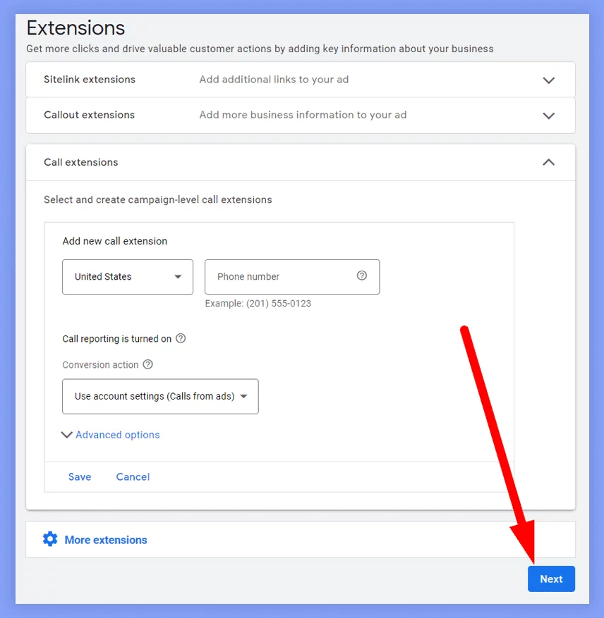 Google-Ads-extensions-settings