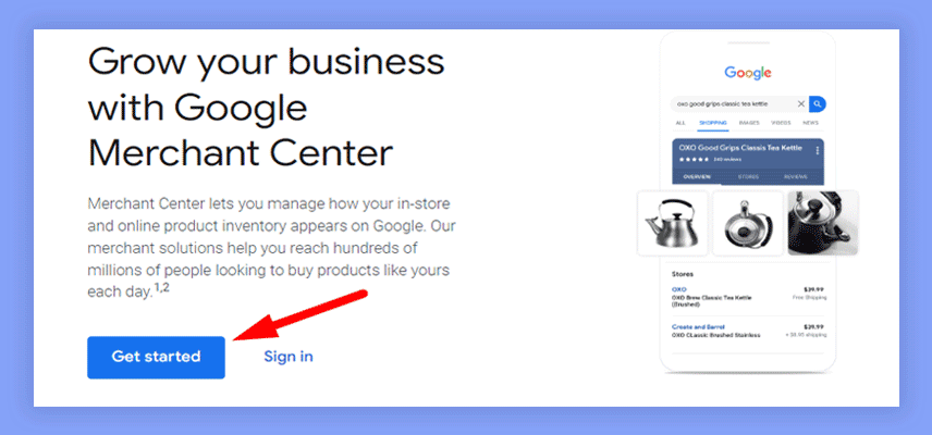 Google-merchant-centrer-homepage