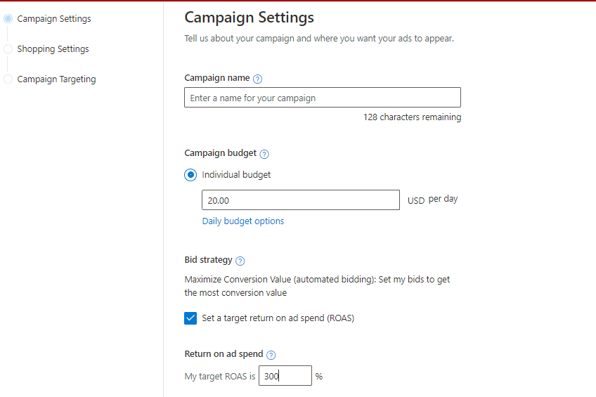 campaign final settings