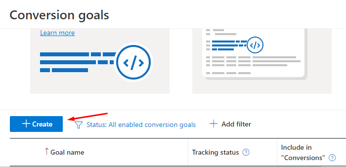 create conversion goal