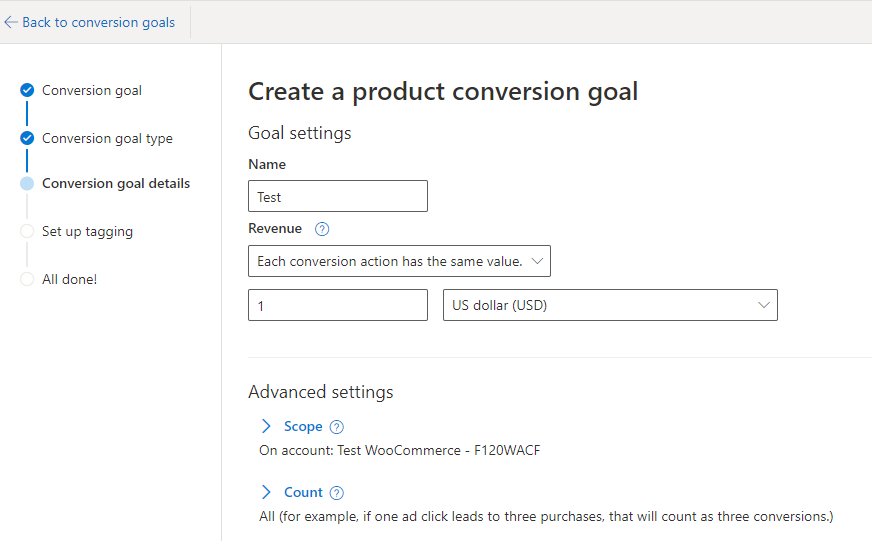 product conversion goals