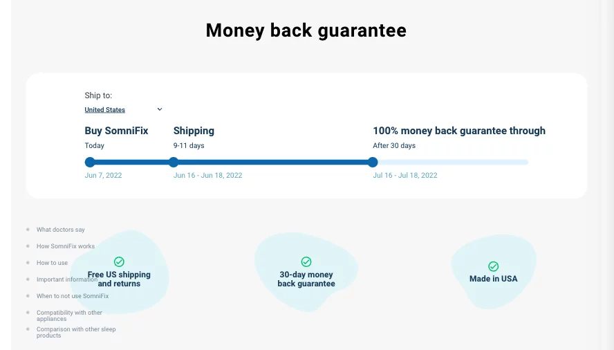 money-back guarantee page section