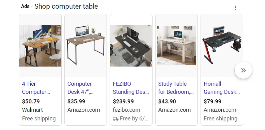 Google shopping ads with strong visual