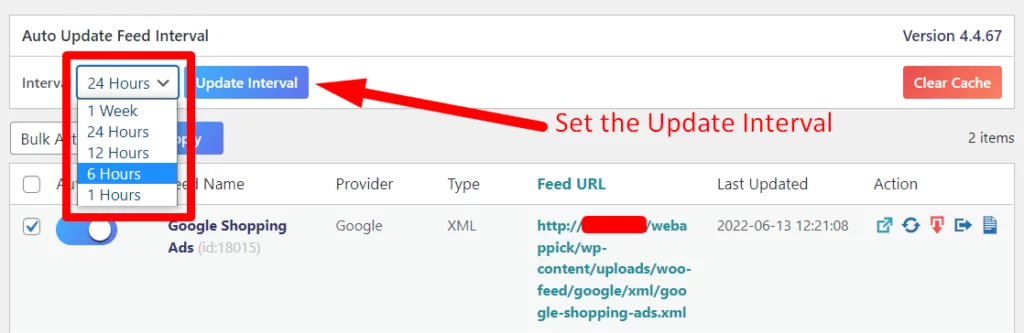 Set product feed update interval for Google Shoppings Ads