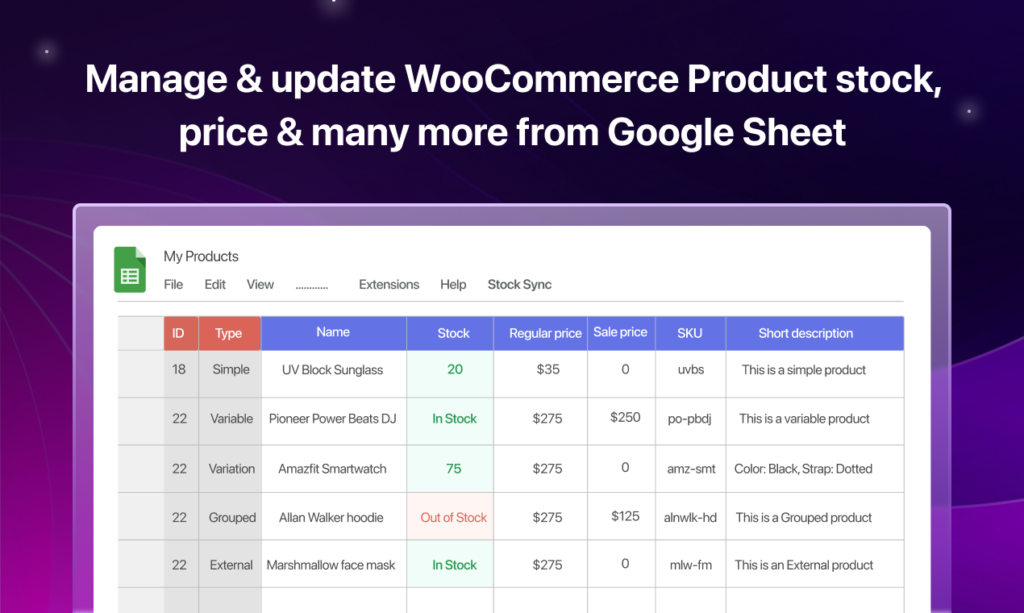 stock sync for WooCommerce