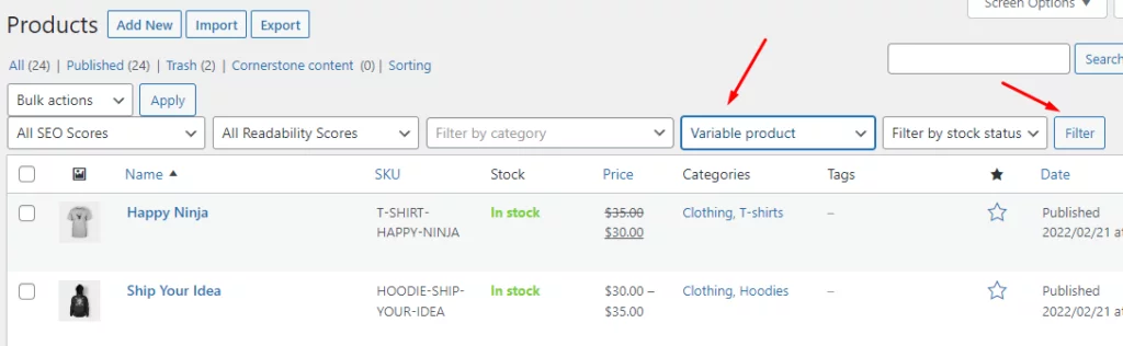 Creating a direct checkout link for variable products