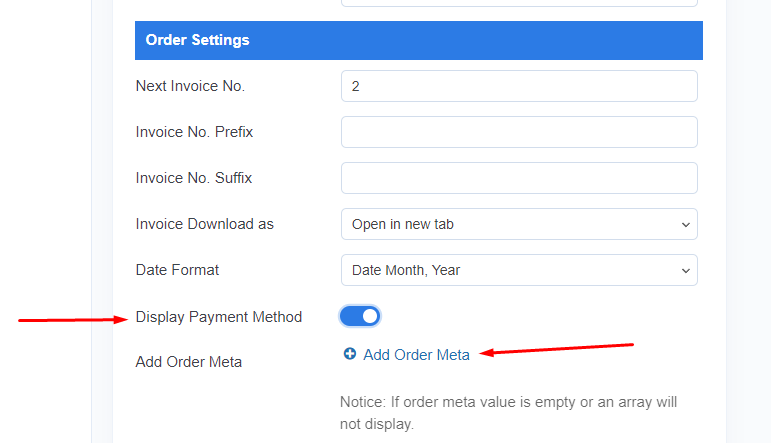  You will find another toggle button for displaying payment methods.