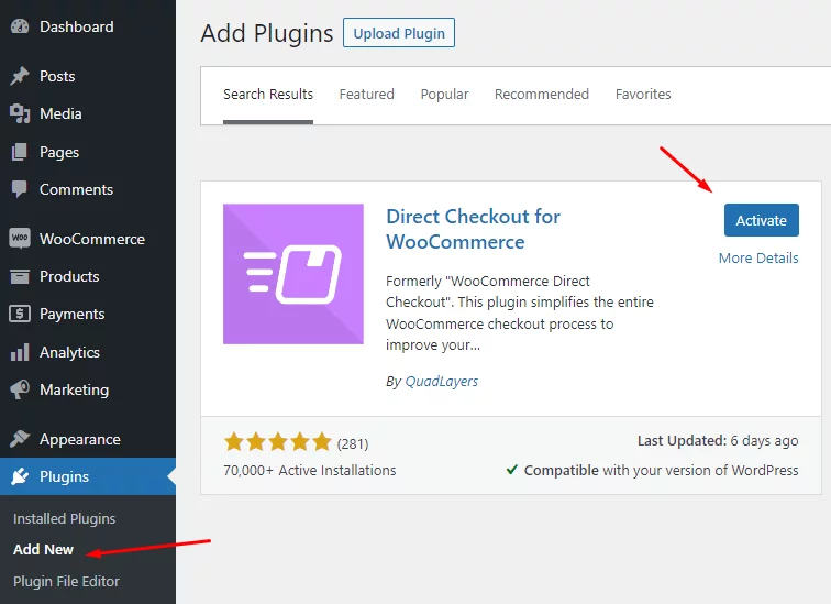 Creating WooCommerce direct checkout link with a plugin