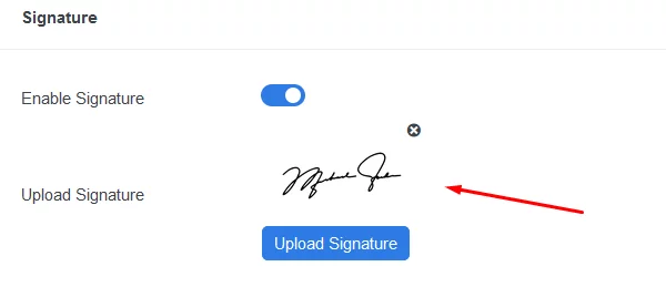 You can also upload a signature. It will be displayed as an authorized signature in the invoices.