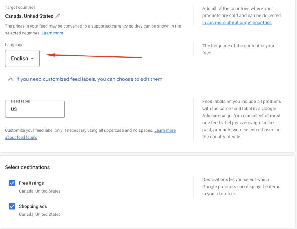 Google Merchant Center Data Feed Template - Then select the language of the content in your feed. 