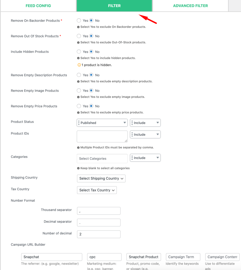 choose the right filter for your products that you're going to sell on heureka