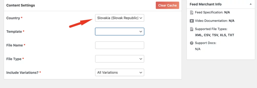select the appropriate country