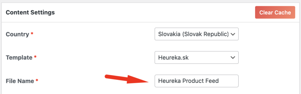 give your heureka product feed file a name