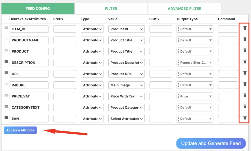 you can add new attributes or delete any attribute from the options