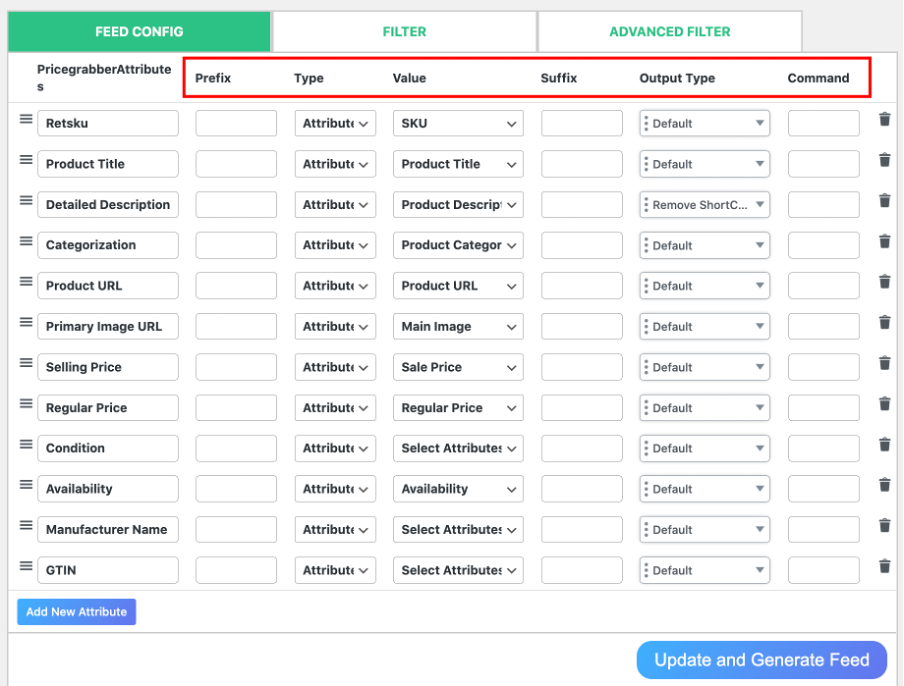 configure the feed as per your preference