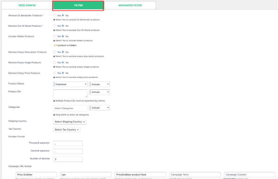 leverage the filters from ctx feed pro