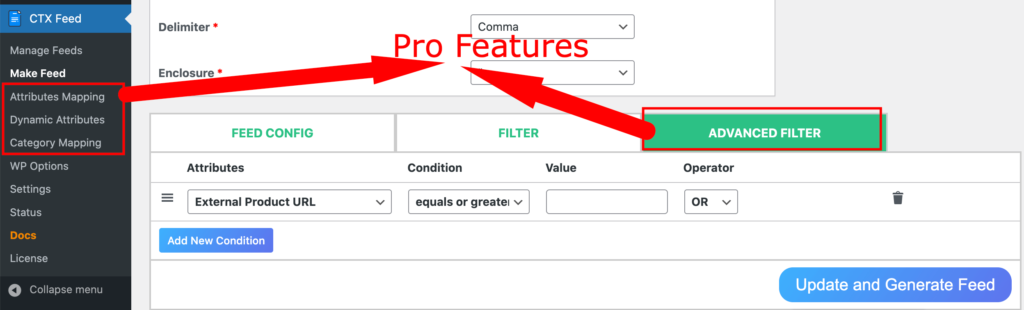 check the pro features of ctx feed