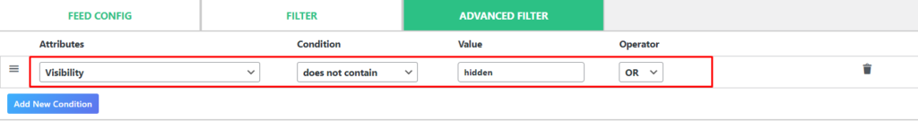 Advance Filter - Hidden products in Feed 