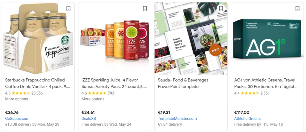 Google Food and Beverages Products Title