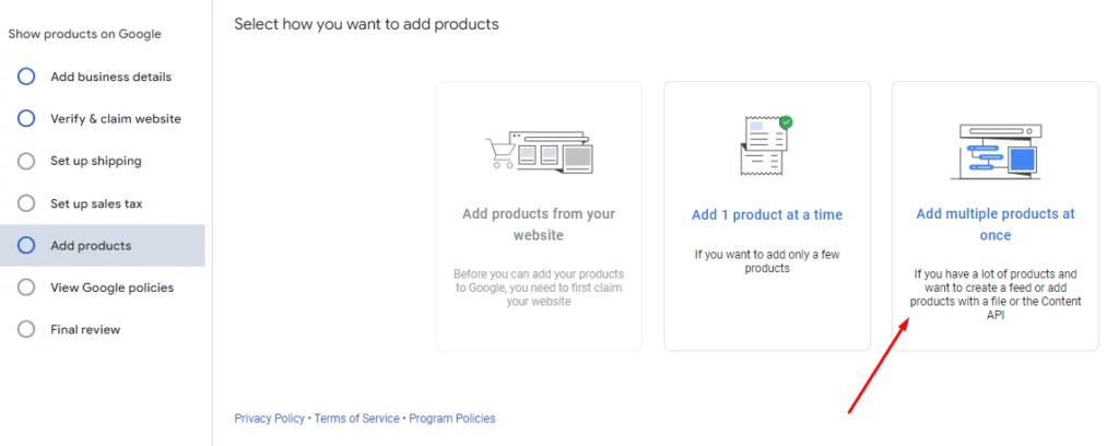 add your products on google marcent center 