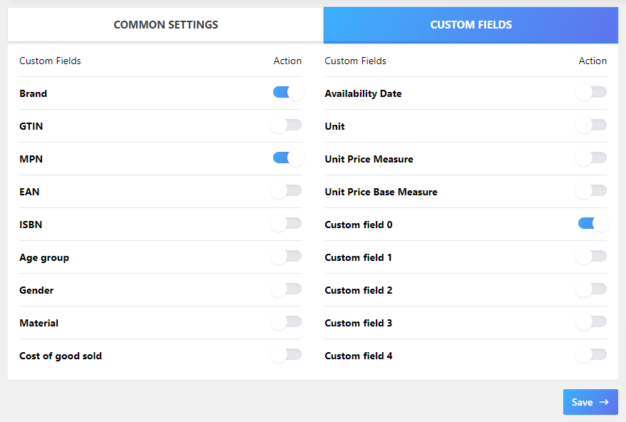 Enable custom fields